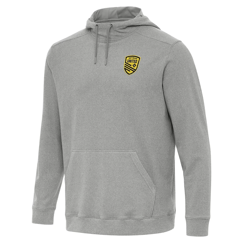 Men's Antigua Heather Gray New Mexico United Cloud Pullover Hoodie