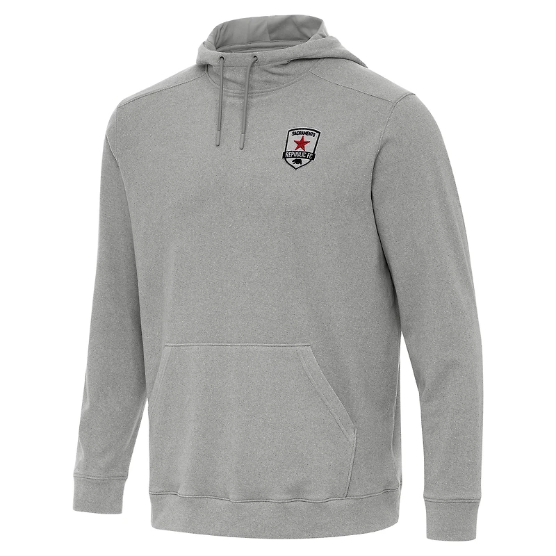 Men's Antigua Heather Gray Sacramento Republic FC Cloud Pullover Hoodie