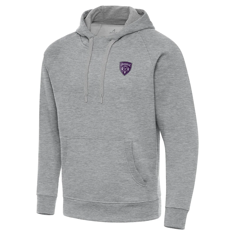 Men's Antigua Heather Gray Louisville City FC Big & Tall Victory Pullover Hoodie