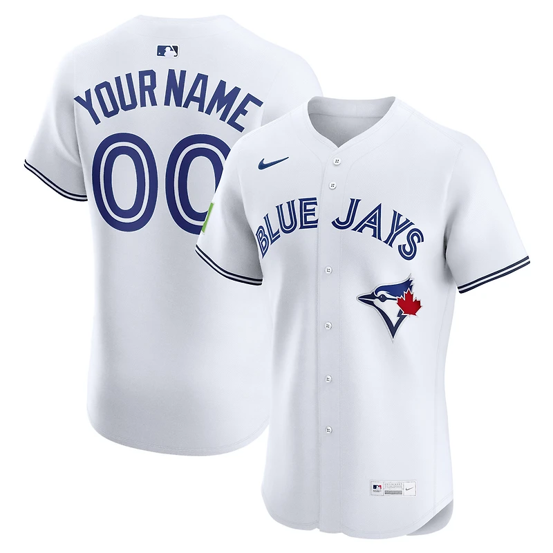 Men's Nike White Toronto Blue Jays Home Elite Sponsor Patch Custom Jersey