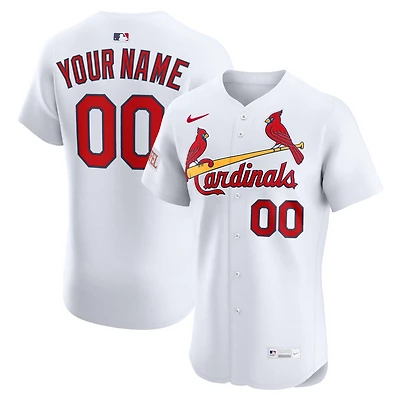 Men's Nike White St. Louis Cardinals Home Elite Sponsor Patch Custom Jersey