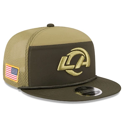 Men's New Era  Dark Green Los Angeles Rams 2025 Salute to Service Split Panel 9FIFTY Snapback Hat