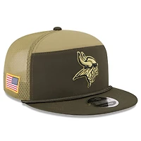 Men's New Era  Dark Green Minnesota Vikings 2025 Salute to Service Split Panel 9FIFTY Snapback Hat