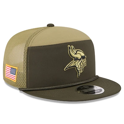 Men's New Era  Dark Green Minnesota Vikings 2025 Salute to Service Split Panel 9FIFTY Snapback Hat