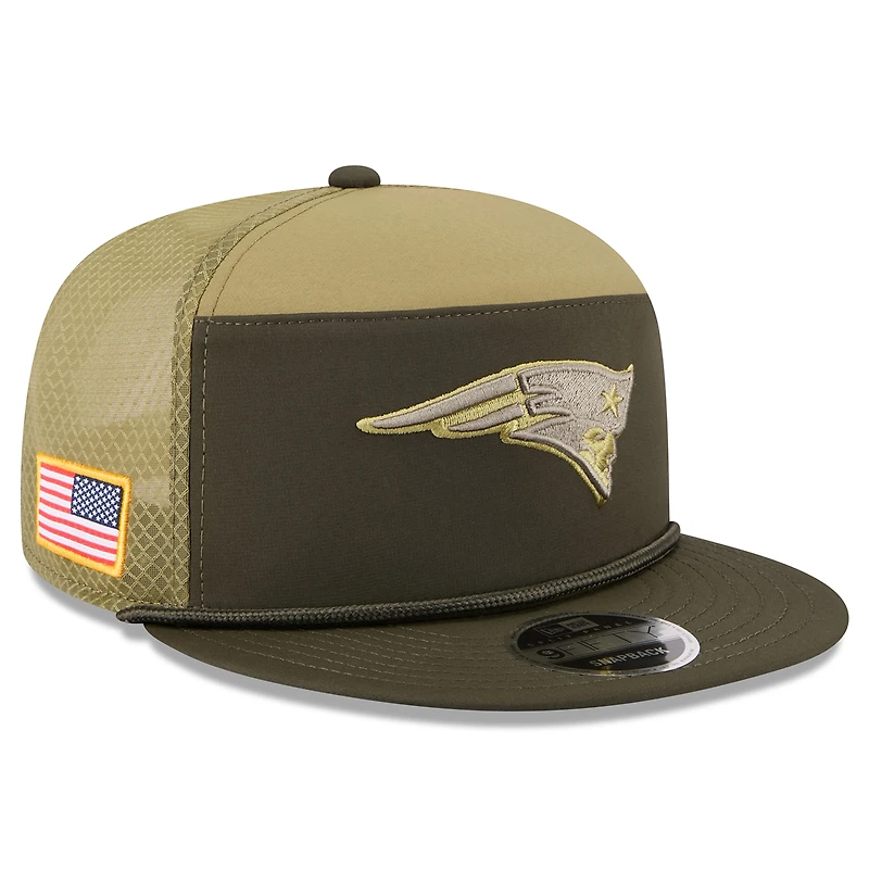 Men's New Era  Dark Green New England Patriots 2025 Salute to Service Split Panel 9FIFTY Snapback Hat