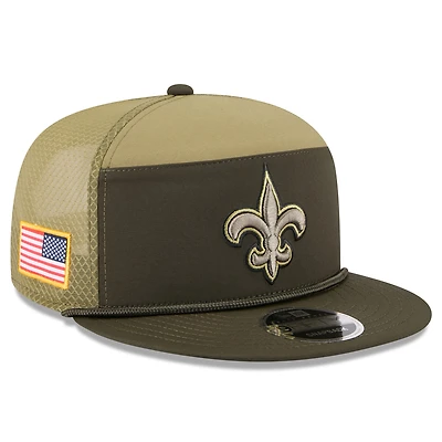 Men's New Era  Dark Green New Orleans Saints 2025 Salute to Service Split Panel 9FIFTY Snapback Hat
