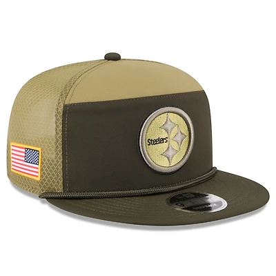 Men's New Era  Dark Green Pittsburgh Steelers 2025 Salute to Service Split Panel 9FIFTY Snapback Hat