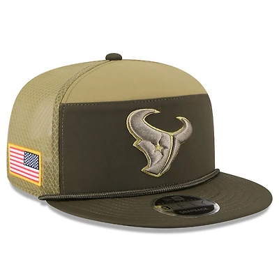 Men's New Era  Dark Green Houston Texans 2025 Salute to Service Split Panel 9FIFTY Snapback Hat