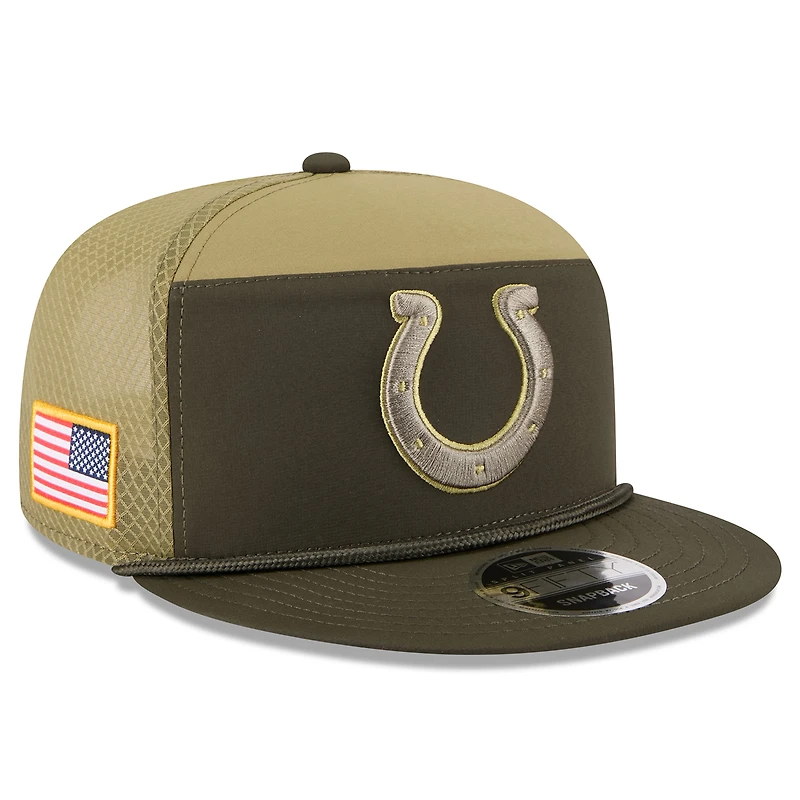 Men's New Era  Dark Green Indianapolis Colts 2025 Salute to Service Split Panel 9FIFTY Snapback Hat
