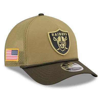 Men's New Era  Green Las Vegas Raiders 2025 Salute to Service 9FORTY A-Frame M-Crown Adjustable Hat