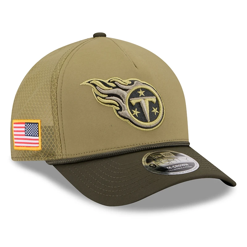 Men's New Era  Green Tennessee Titans 2025 Salute to Service 9FORTY A-Frame M-Crown Adjustable Hat