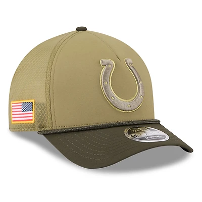 Men's New Era  Green Indianapolis Colts 2025 Salute to Service 9FORTY A-Frame M-Crown Adjustable Hat