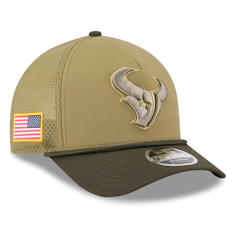 Men's New Era  Green Houston Texans 2025 Salute to Service 9FORTY A-Frame M-Crown Adjustable Hat