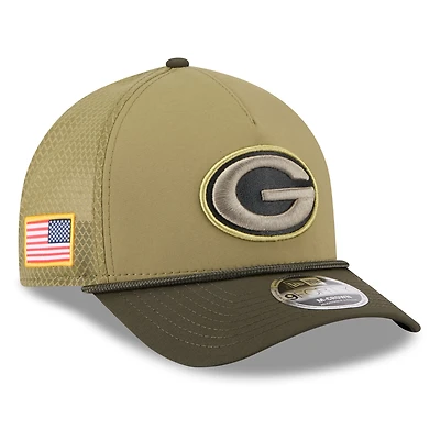 Men's New Era  Green Green Bay Packers 2025 Salute to Service 9FORTY A-Frame M-Crown Adjustable Hat