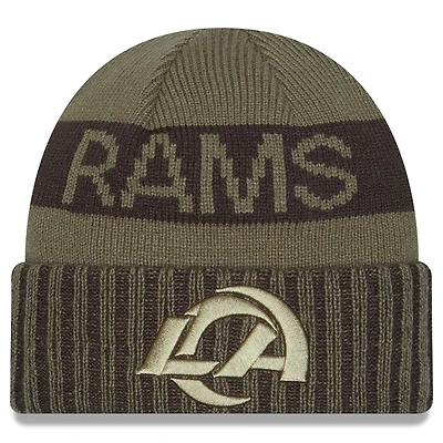 Men's New Era  Dark Green Los Angeles Rams 2025 Salute to Service Cuffed Knit Hat