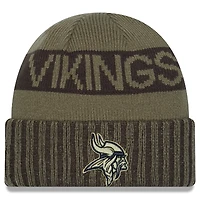 Men's New Era  Dark Green Minnesota Vikings 2025 Salute to Service Cuffed Knit Hat