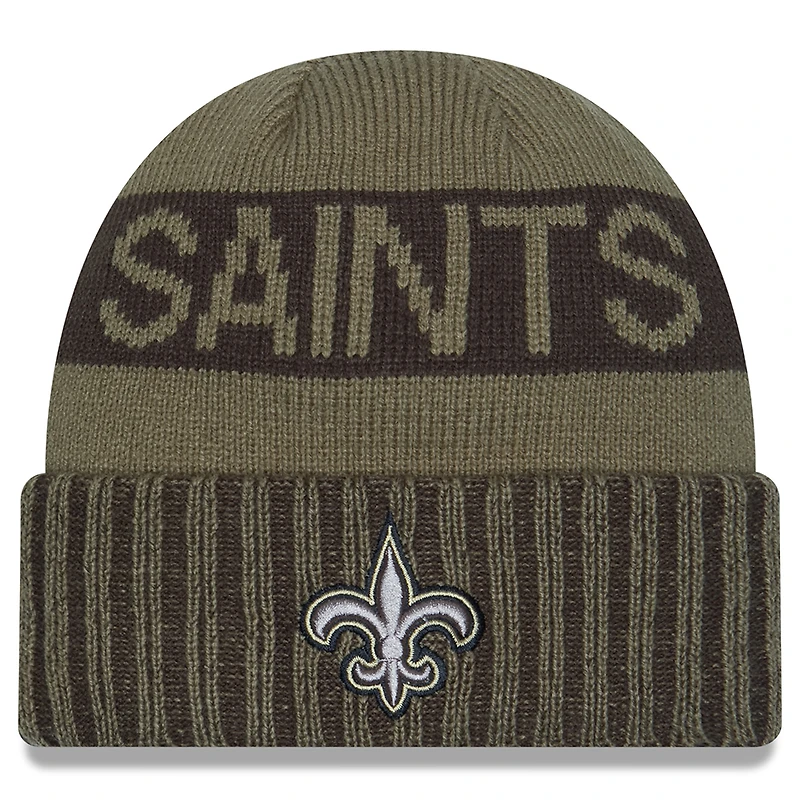Men's New Era  Dark Green New Orleans Saints 2025 Salute to Service Cuffed Knit Hat