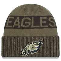 Men's New Era  Dark Green Philadelphia Eagles 2025 Salute to Service Cuffed Knit Hat