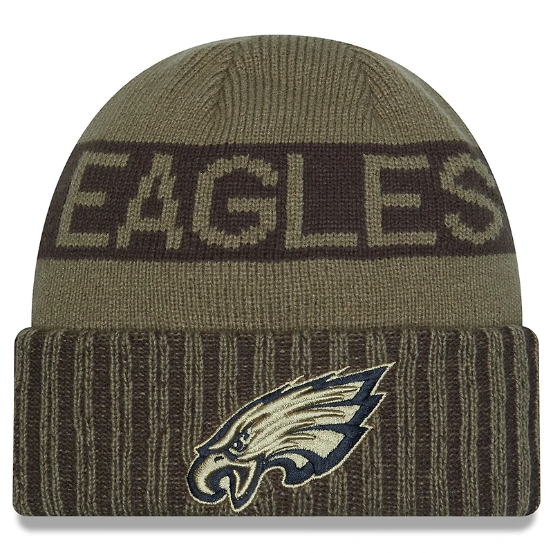 Men's New Era  Dark Green Philadelphia Eagles 2025 Salute to Service Cuffed Knit Hat