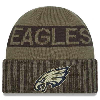 Men's New Era  Dark Green Philadelphia Eagles 2025 Salute to Service Cuffed Knit Hat