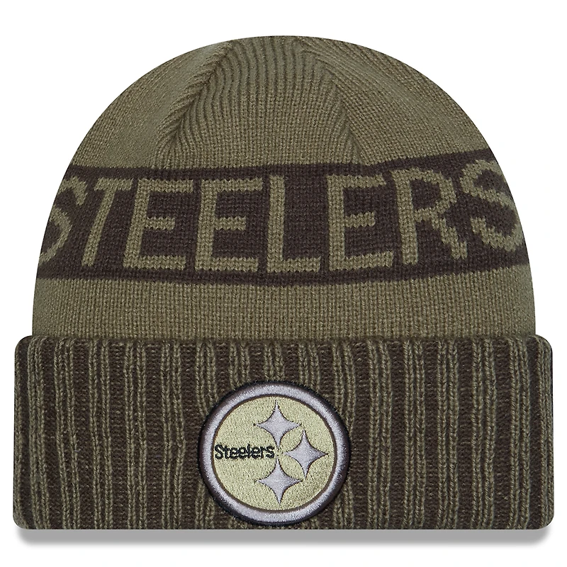 Men's New Era  Dark Green Pittsburgh Steelers 2025 Salute to Service Cuffed Knit Hat