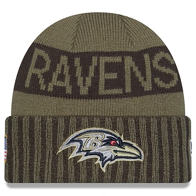 Men's New Era  Dark Green Baltimore Ravens 2025 Salute to Service Cuffed Knit Hat