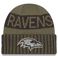 Men's New Era  Dark Green Baltimore Ravens 2025 Salute to Service Cuffed Knit Hat