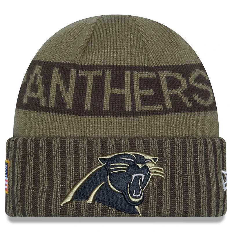 Men's New Era  Dark Green Carolina Panthers 2025 Salute to Service Cuffed Knit Hat