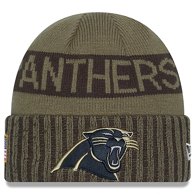 Men's New Era  Dark Green Carolina Panthers 2025 Salute to Service Cuffed Knit Hat