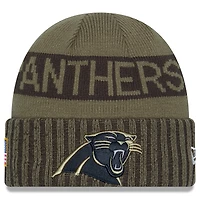 Men's New Era  Dark Green Carolina Panthers 2025 Salute to Service Cuffed Knit Hat
