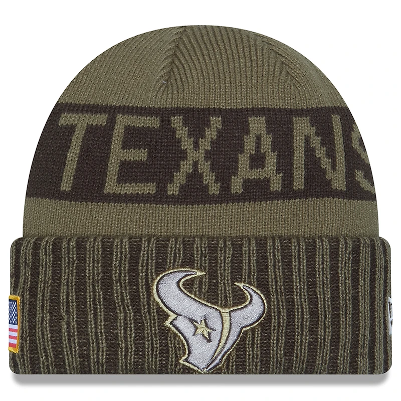 Men's New Era  Dark Green Houston Texans 2025 Salute to Service Cuffed Knit Hat