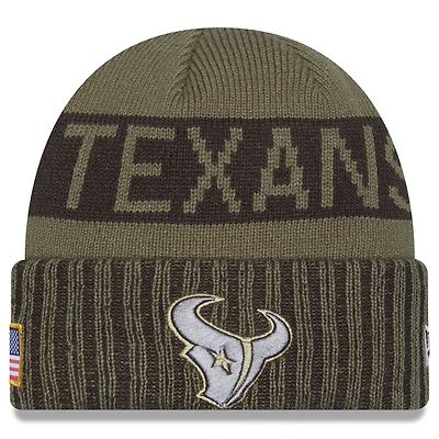 Men's New Era  Dark Green Houston Texans 2025 Salute to Service Cuffed Knit Hat