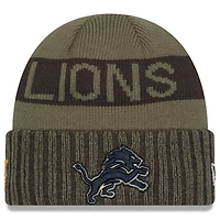Men's New Era  Dark Green Detroit Lions 2025 Salute to Service Cuffed Knit Hat