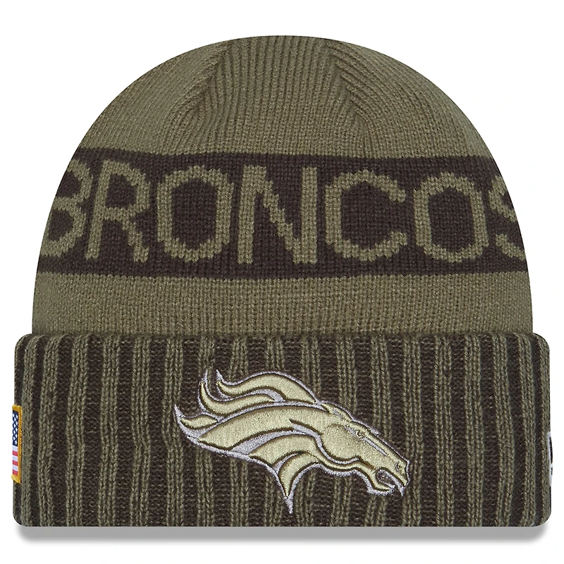 Men's New Era  Dark Green Denver Broncos 2025 Salute to Service Cuffed Knit Hat