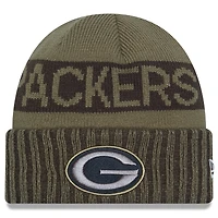 Men's New Era  Dark Green Green Bay Packers 2025 Salute to Service Cuffed Knit Hat