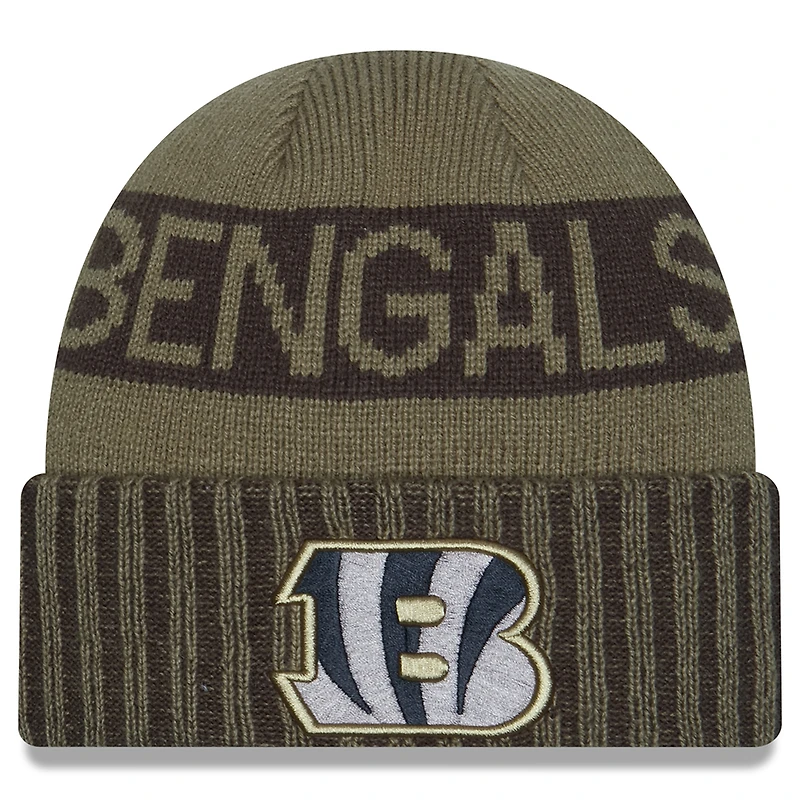 Men's New Era Dark Green Cincinnati Bengals 2025 Salute to Service Cuffed Knit Hat