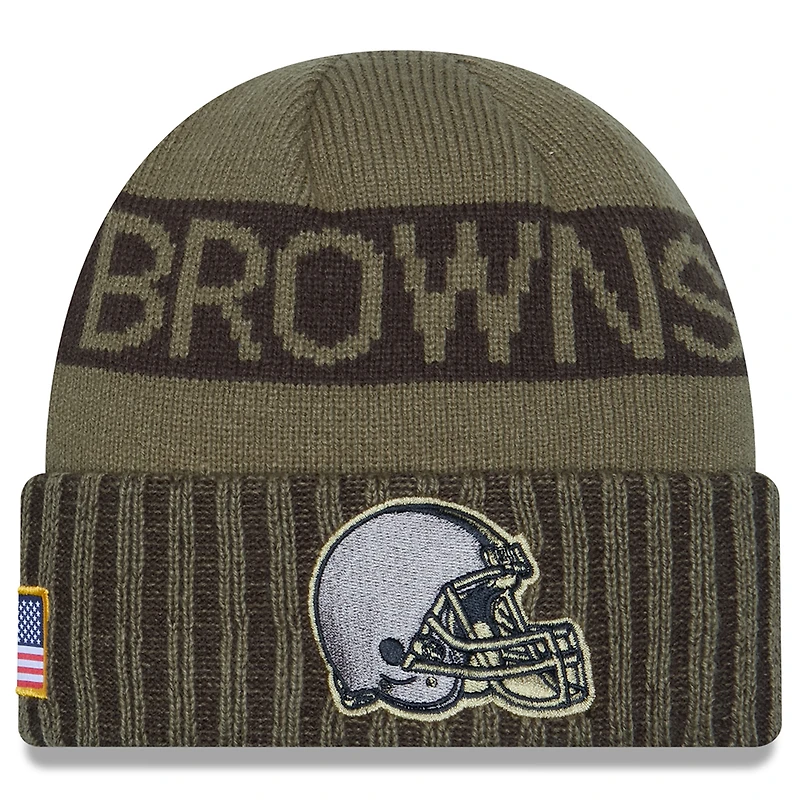 Men's New Era Dark Green Cleveland Browns 2025 Salute to Service Cuffed Knit Hat