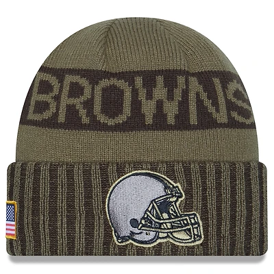 Men's New Era  Dark Green Cleveland Browns 2025 Salute to Service Cuffed Knit Hat