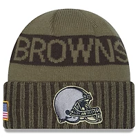 Men's New Era  Dark Green Cleveland Browns 2025 Salute to Service Cuffed Knit Hat