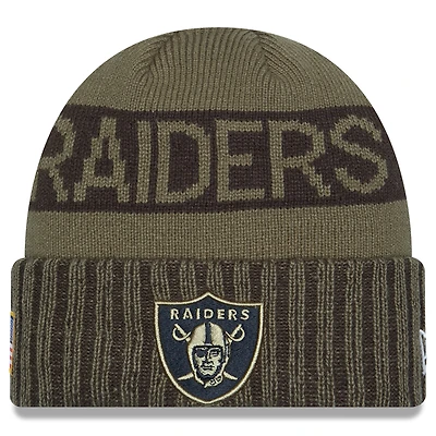 Men's New Era  Dark Green Las Vegas Raiders 2025 Salute to Service Cuffed Knit Hat