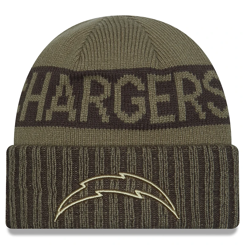 Men's New Era  Dark Green Los Angeles Chargers 2025 Salute to Service Cuffed Knit Hat