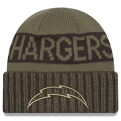 Men's New Era  Dark Green Los Angeles Chargers 2025 Salute to Service Cuffed Knit Hat