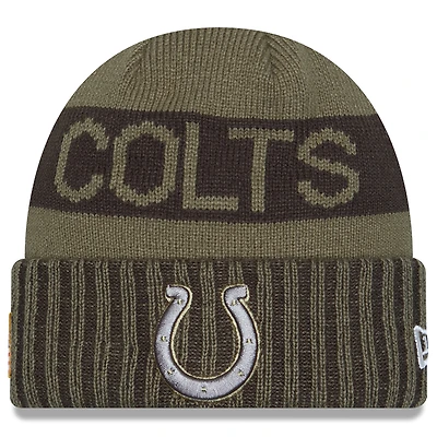 Men's New Era  Dark Green Indianapolis Colts 2025 Salute to Service Cuffed Knit Hat