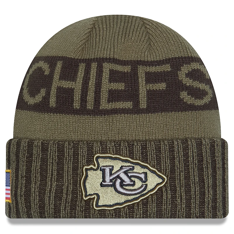 Men's New Era  Dark Green Kansas City Chiefs 2025 Salute to Service Cuffed Knit Hat