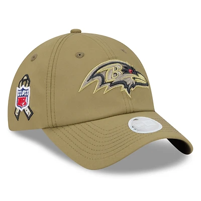 Women's New Era  Green Baltimore Ravens 2025 Salute to Service Pony Tail Adjustable Hat