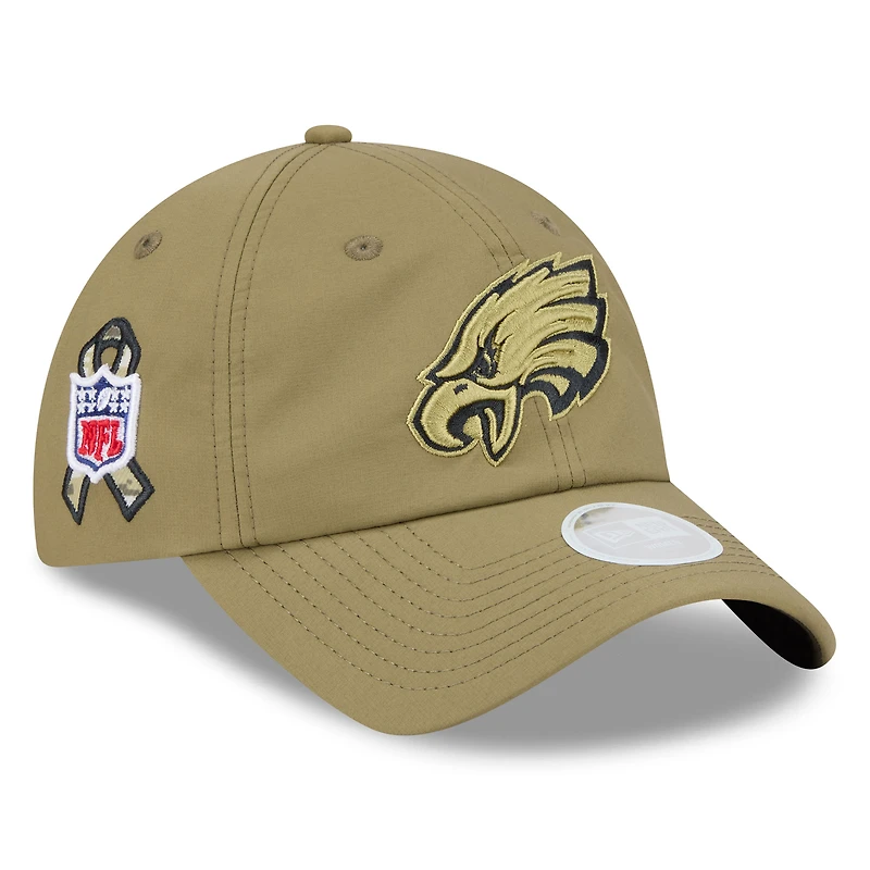 Women's New Era  Green Philadelphia Eagles 2025 Salute to Service Pony Tail Adjustable Hat