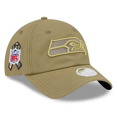 Women's New Era  Green Seattle Seahawks 2025 Salute to Service Pony Tail Adjustable Hat