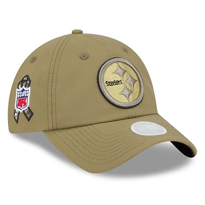 Women's New Era  Green Pittsburgh Steelers 2025 Salute to Service Pony Tail Adjustable Hat