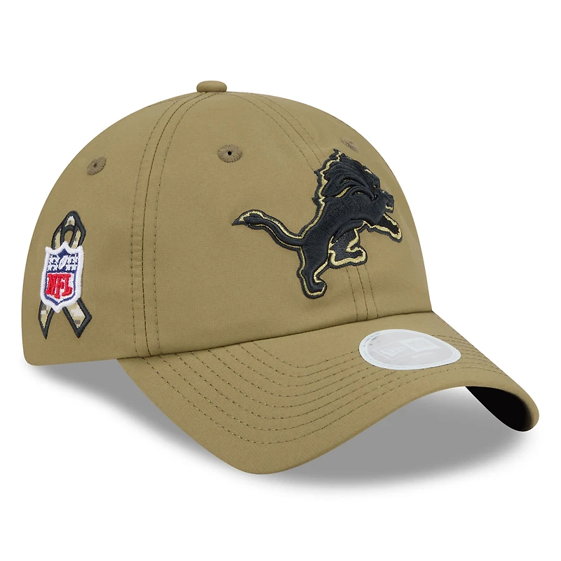 Women's New Era  Green Detroit Lions 2025 Salute to Service Pony Tail Adjustable Hat