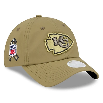 Women's New Era  Green Kansas City Chiefs 2025 Salute to Service Pony Tail Adjustable Hat